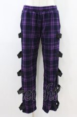 画像1: REFLEM / ベルト付きチェックパンツ FREE 紫 H-26-09-06-006-PU-PA-AK-ZH (1)