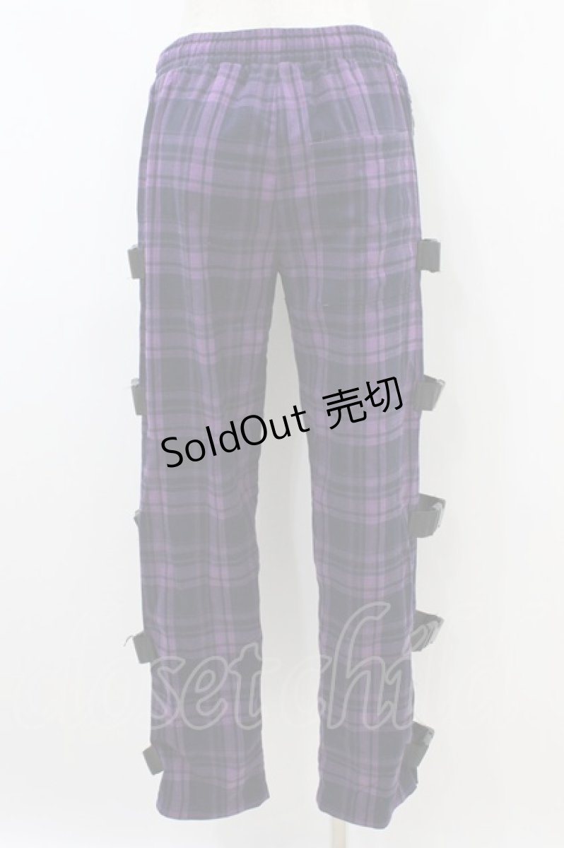 画像2: REFLEM / ベルト付きチェックパンツ FREE 紫 H-26-09-06-006-PU-PA-AK-ZH (2)