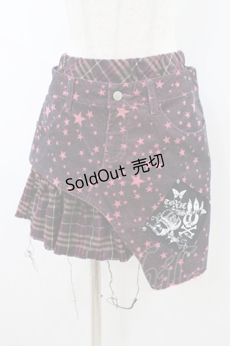 画像1: TOXIC STAR / レイヤードアシメスカート M ピンク H-26-09-06-014-PU-SK-AK-ZH (1)