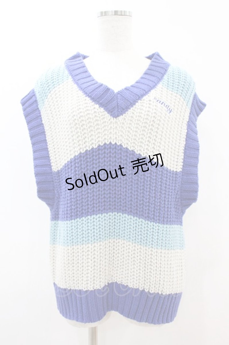 画像1: Candy Stripper / MULTI BORDER KNIT VEST  BLUE MIX H-26-09-06-016-PU-TO-KB-ZH (1)