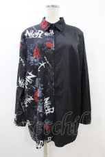 画像1: NieR Clothing / プリント切替シャツ  黒 H-26-09-06-021-PU-BL-AK-ZH (1)