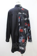 画像2: NieR Clothing / プリント切替シャツ  黒 H-26-09-06-021-PU-BL-AK-ZH (2)