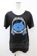 画像1: MINT NeKO / プリント半袖カットソー  黒 H-26-09-06-023-HN-TO-AK-ZH (1)