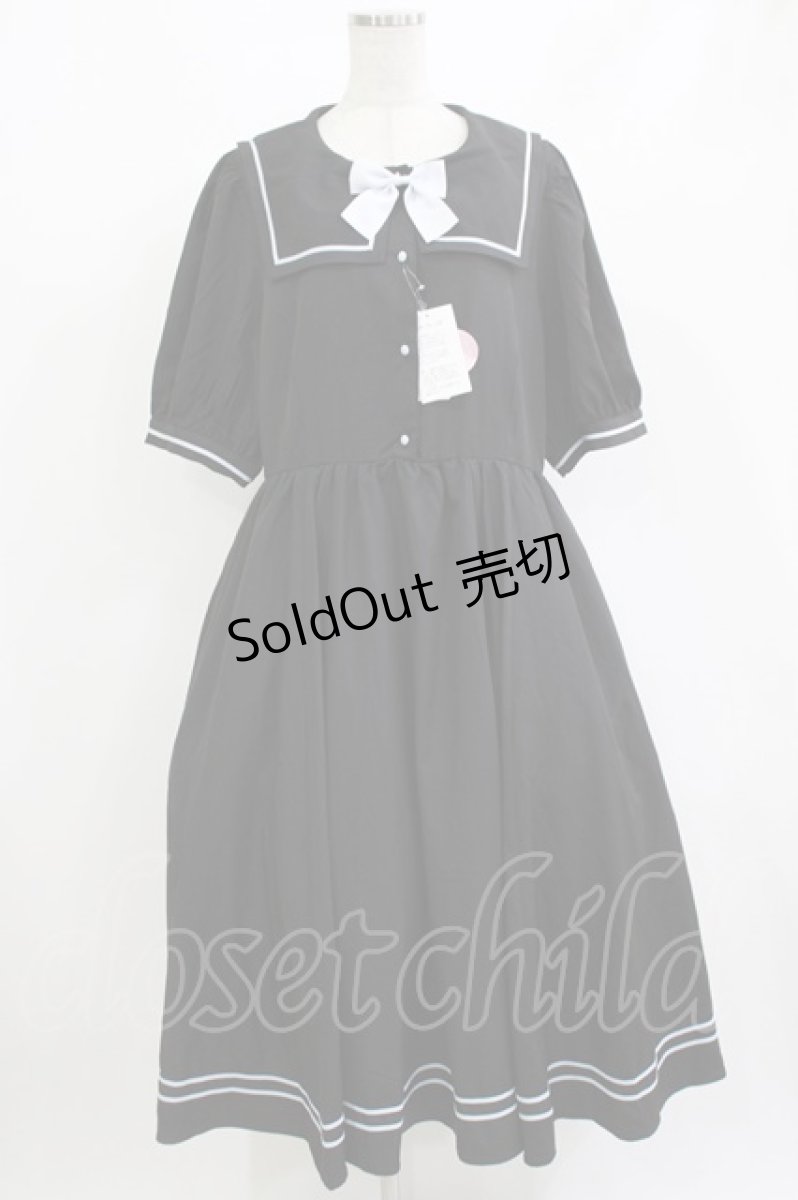 画像1: m petit by misako / AOKリボンSTセーラーOP 4L ブラック H-26-09-07-049-LO-OP-NS-ZH (1)