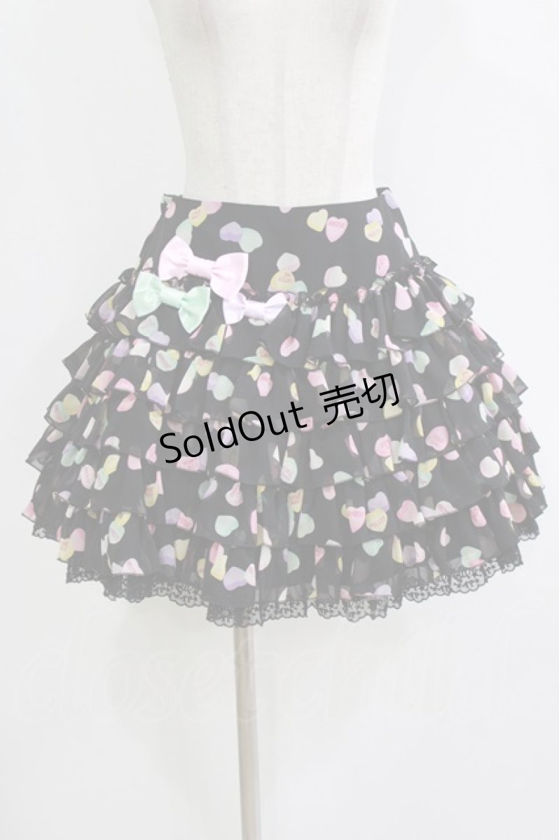 画像1: Angelic Pretty / Sugar Heartsスカート Free ブラック H-26-09-07-054-AP-SK-NS-ZH (1)