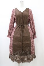 画像1: axes femme / レース×花柄切替ガウンワンピース M ブラウン H-26-09-07-009-AX-OP-NS-ZH (1)