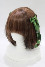画像1: LOTUS ribbon / ツインテールリボンバレッタ  グリーン H-26-09-08-014-LO-ZA-NS-ZH (1)