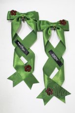 画像2: LOTUS ribbon / ツインテールリボンバレッタ  グリーン H-26-09-08-014-LO-ZA-NS-ZH (2)