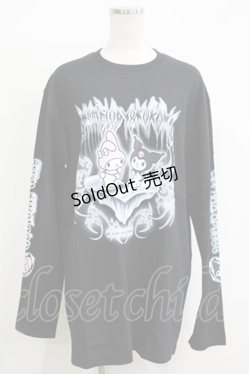 画像1: QOOZA / マイメロディ＆クロミコラボ L/S TEE  ブラック H-26-09-09-053-PU-TO-KB-ZH (1)