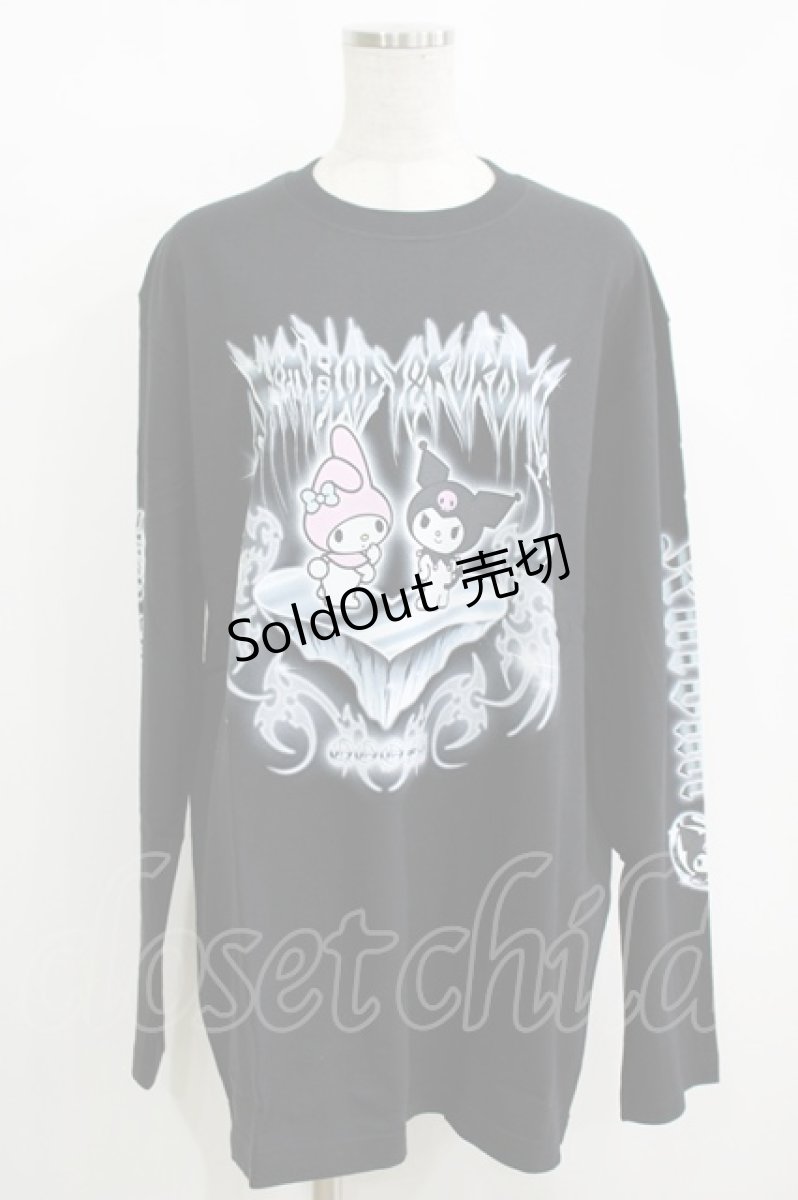 画像1: QOOZA / マイメロディ＆クロミコラボ L/S TEE  ブラック H-26-09-09-055-PU-TO-KB-ZH (1)