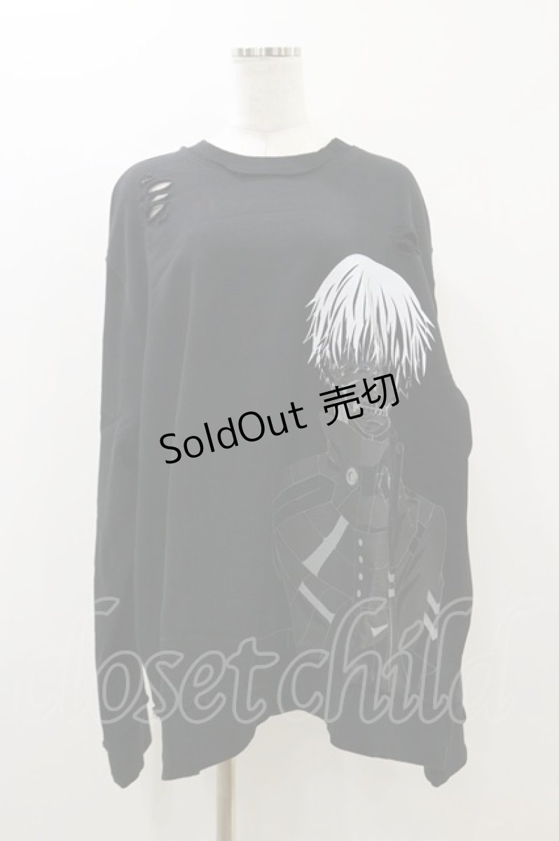 画像1: QOOZA / 東京喰種×QOOZA金木研 ダメージスウェット  ブラック H-26-09-09-005-PU-TO-KB-ZH (1)