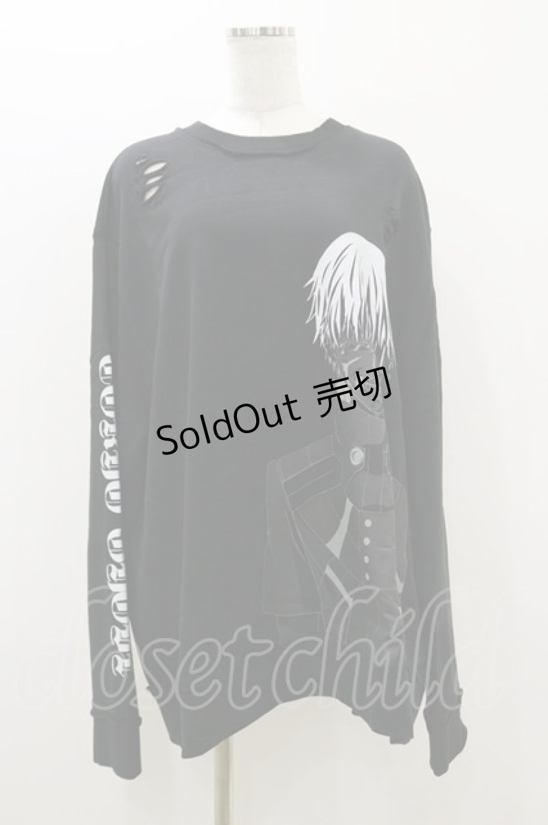 画像1: QOOZA / 東京喰種×QOOZA金木研 ダメージスウェット  ブラック H-26-09-09-008-PU-TO-KB-ZH (1)