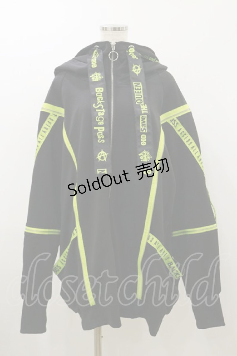 画像1: BACKSTAGE PASS / PARACHUTE-PARKAビッグシルエットジップアップパーカー  黒×グリーン H-26-09-09-1053-PU-TO-AK-ZH (1)