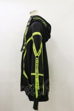 画像3: BACKSTAGE PASS / PARACHUTE-PARKAビッグシルエットジップアップパーカー  黒×グリーン H-26-09-09-1053-PU-TO-AK-ZH (3)