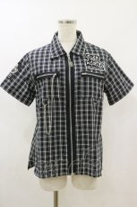 画像1: SEX POT ReVeNGe / チェック半袖シャツ  黒×白 H-26-09-09-1020-SP-BL-AK-ZH (1)