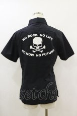 画像2: no future / 半袖ボタンシャツ  黒 H-26-09-09-1021-PU-BL-AK-ZH (2)