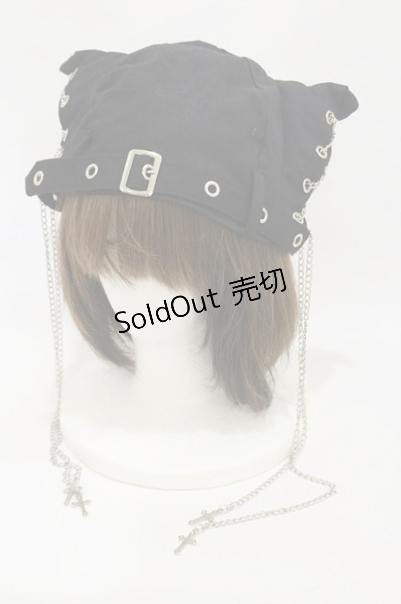 画像1: ACDC RAG / 冥闇PUNKSネコミミHAT  黒 H-26-09-09-1004-PU-AC-AK-ZH (1)