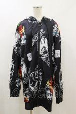 画像1: NieR Clothing / 総柄ZIPパーカー F 黒 H-26-09-09-1028-PU-TO-AK-ZH (1)