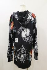 画像2: NieR Clothing / 総柄ZIPパーカー F 黒 H-26-09-09-1028-PU-TO-AK-ZH (2)