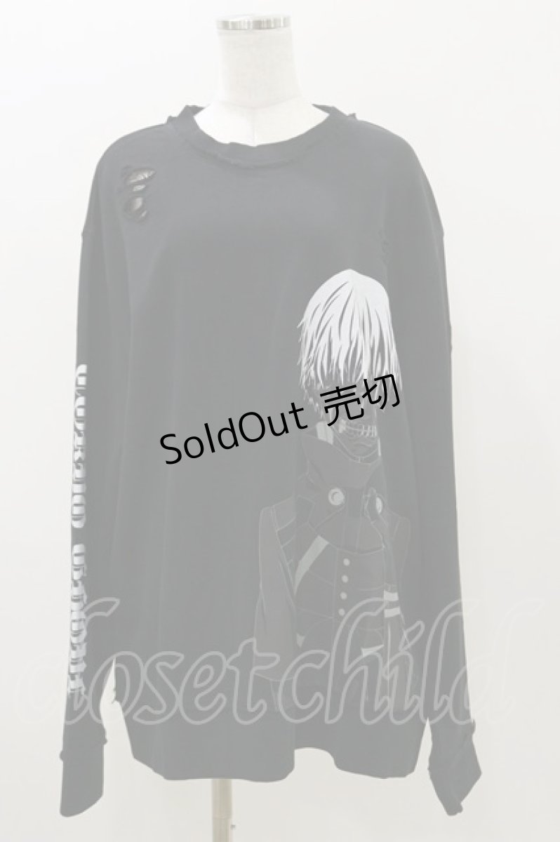 画像1: QOOZA / 東京喰種×QOOZA金木研 ダメージスウェット  ブラック H-26-09-09-012-PU-TO-KB-ZH (1)