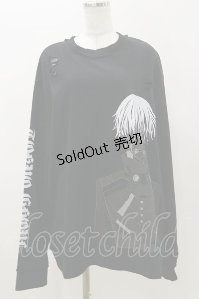 画像1: QOOZA / 東京喰種×QOOZA金木研 ダメージスウェット  ブラック H-26-09-09-014-PU-TO-KB-ZH (1)