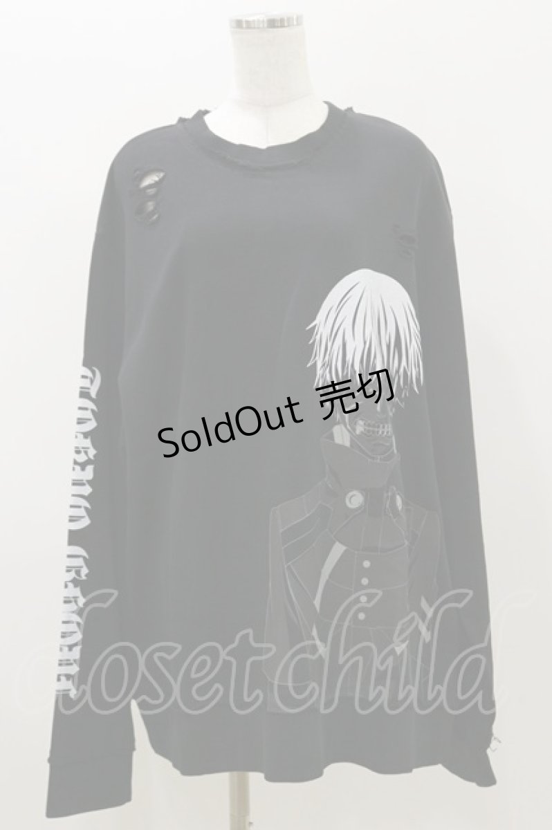 画像1: QOOZA / 東京喰種×QOOZA金木研 ダメージスウェット  ブラック H-26-09-09-017-PU-TO-KB-ZH (1)