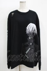 画像1: QOOZA / 東京喰種×QOOZA金木研 ダメージスウェット  ブラック H-26-09-09-020-PU-TO-KB-ZH (1)