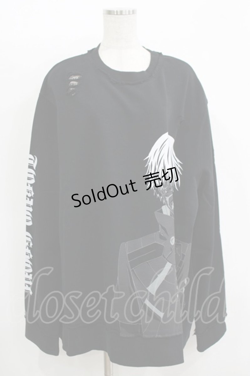 画像1: QOOZA / 東京喰種×QOOZA金木研 ダメージスウェット  ブラック H-26-09-09-021-PU-TO-KB-ZH (1)