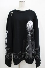 画像1: QOOZA / 東京喰種×QOOZA金木研 ダメージスウェット  ブラック H-26-09-09-022-PU-TO-KB-ZH (1)