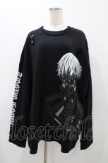 画像1: QOOZA / 東京喰種×QOOZA金木研 ダメージスウェット  ブラック H-26-09-09-026-PU-TO-KB-ZH (1)