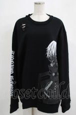 画像1: QOOZA / 東京喰種×QOOZA金木研 ダメージスウェット  ブラック H-26-09-09-037-PU-TO-KB-ZH (1)