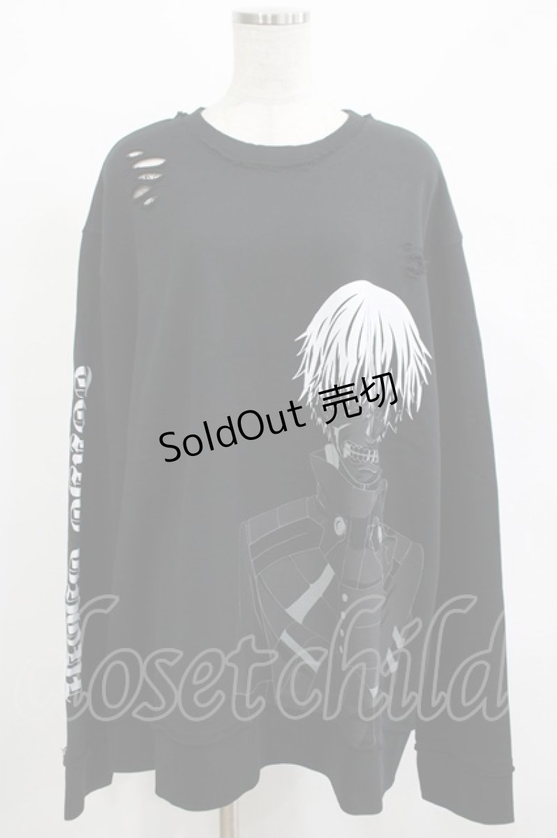 画像1: QOOZA / 東京喰種×QOOZA金木研 ダメージスウェット  ブラック H-26-09-09-041-PU-TO-KB-ZH (1)