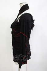 画像2: DARK RED  RUM / ホルターダメージカーデ  黒×赤 H-26-09-10-029-HN-TO-AK-ZH (2)