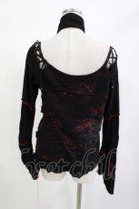画像3: DARK RED  RUM / ホルターダメージカーデ  黒×赤 H-26-09-10-029-HN-TO-AK-ZH (3)