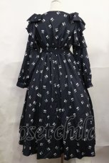 画像2: melume / maki/チェリーリボンフリルワンピース S ネイビー H-26-09-10-1004-0-OP-NS-ZH (2)