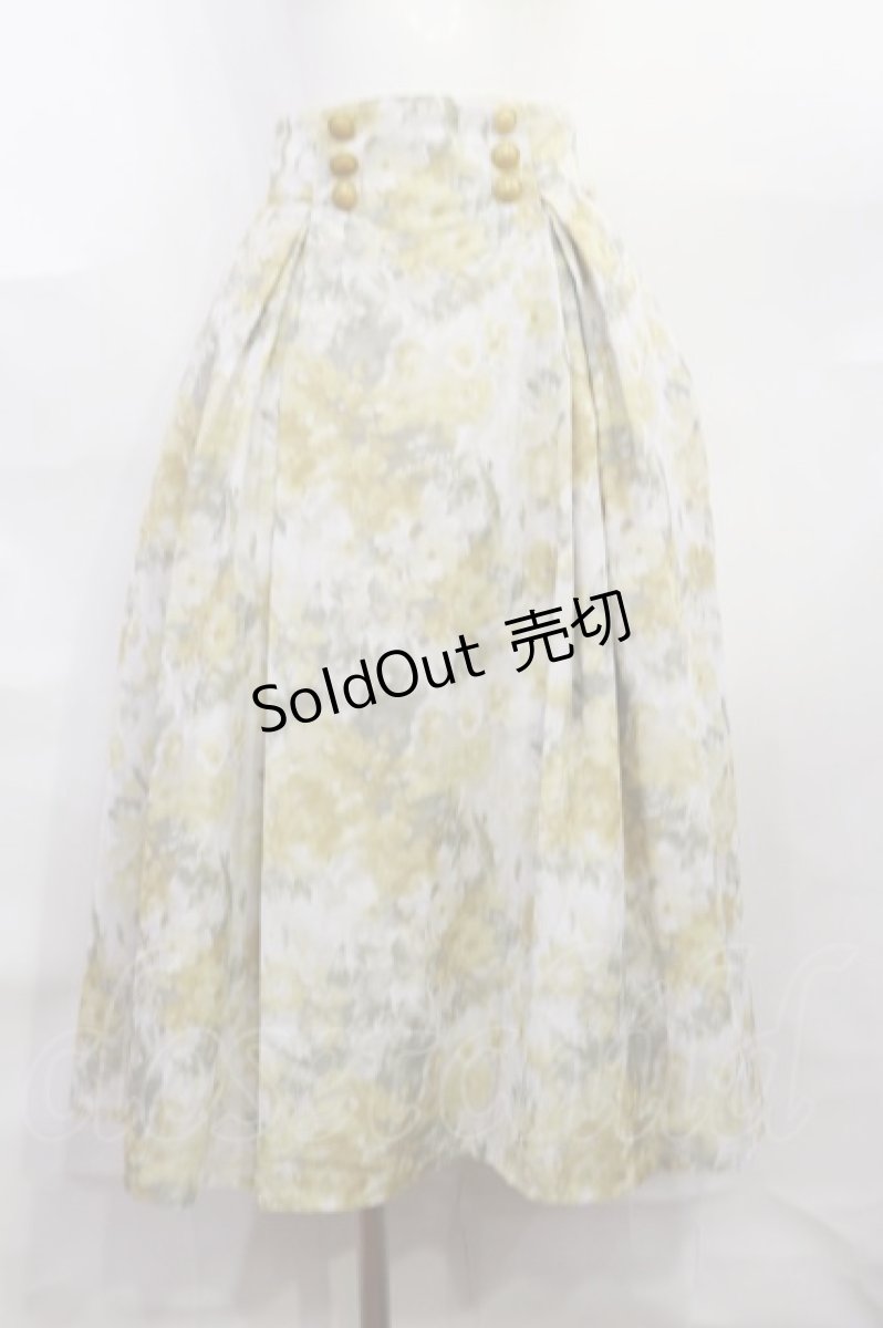 画像1: an another angelus / ダブル釦水彩フラワー柄タックスカート Free light yellow H-26-09-10-1017-CA-SK-NS-ZH (1)
