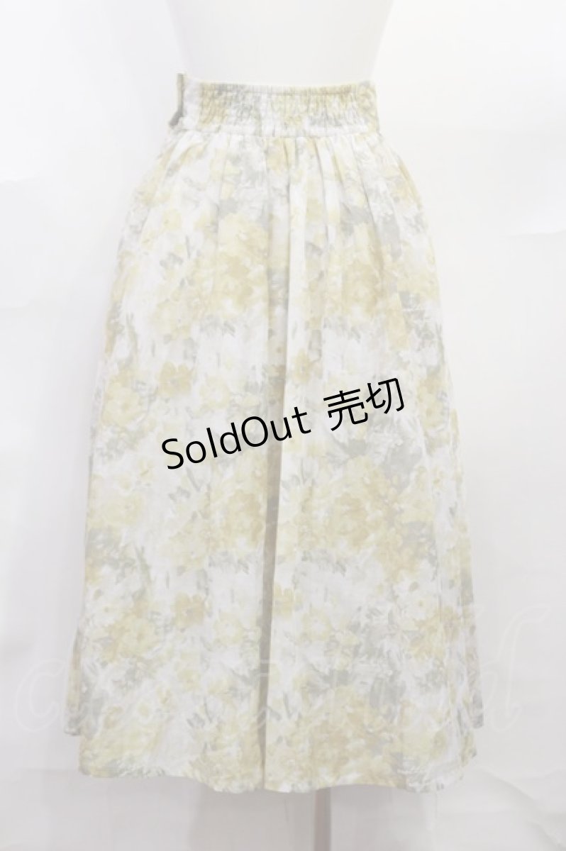画像2: an another angelus / ダブル釦水彩フラワー柄タックスカート Free light yellow H-26-09-10-1017-CA-SK-NS-ZH (2)