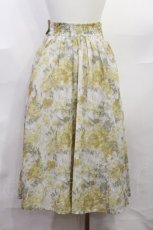 画像2: an another angelus / ダブル釦水彩フラワー柄タックスカート Free light yellow H-26-09-10-1017-CA-SK-NS-ZH (2)