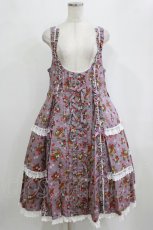 画像1: metamorphose / 【プラスサイズ】Strawberry Basket フロントボタンリボンジャンパースカート プラスサイズ ラベンダー系(Lavender) H-26-09-10-1032-ME-OP-NS-ZH (1)