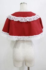 画像3: metamorphose / 【プラスサイズ】無地ラッセルレースつき丸襟ケープ プラスサイズ レッド H-26-09-10-1034-ME-TO-NS-ZH (3)