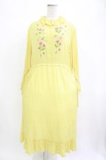 画像1: Jane Marple / クレープジョーゼットThistle embroideryドレス  イエロー H-26-09-10-006-JM-OP-KB-ZH (1)