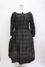 画像1: Jane Marple / Memory shadow check shirring dress  ブラック H-26-09-10-007-JM-OP-KB-ZH (1)