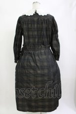 画像3: Jane Marple / Memory shadow check shirring dress  ブラック H-26-09-10-007-JM-OP-KB-ZH (3)