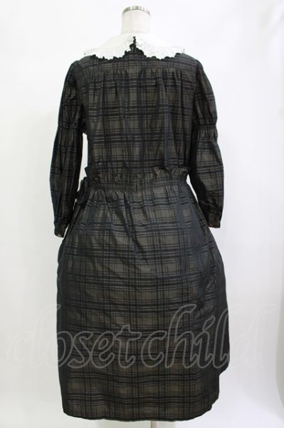 Jane Marple / Memory shadow check shirring dress ブラック H-26-09