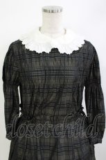 画像4: Jane Marple / Memory shadow check shirring dress  ブラック H-26-09-10-007-JM-OP-KB-ZH (4)
