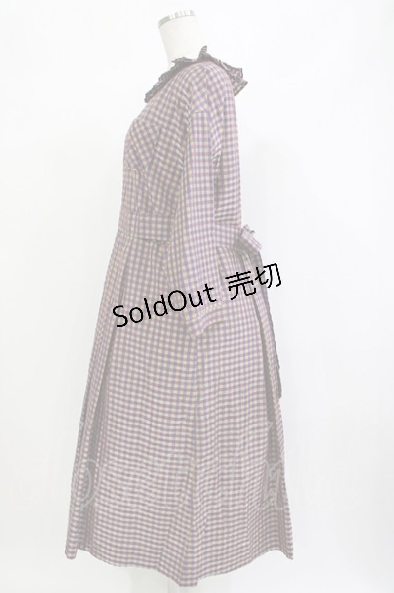 画像2: Jane Marple / アンデュラントチェックコレットドレス  マゼンタ H-26-09-10-008-JM-OP-KB-ZH (2)