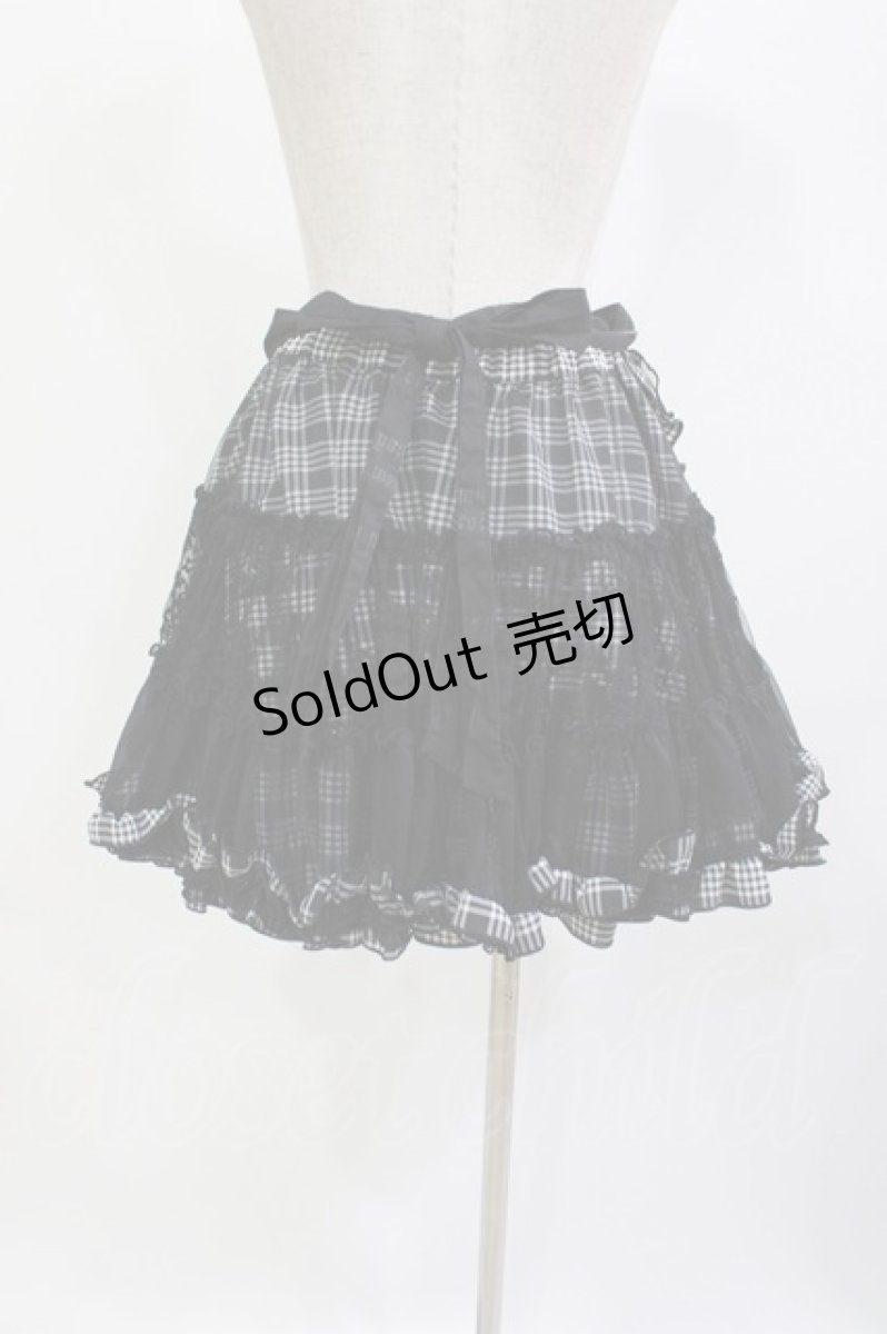画像3: H jelly / エプロン付きチェックスカート  黒×白 H-26-09-10-014-HN-SK-AK-ZH (3)