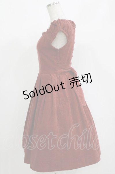 う*に様 Mary Magdalene ボルドー ベロア調 半袖ワンピース レー Mary Magdalene / ローズコーデュロイワンピース Free ワイン H-26-09