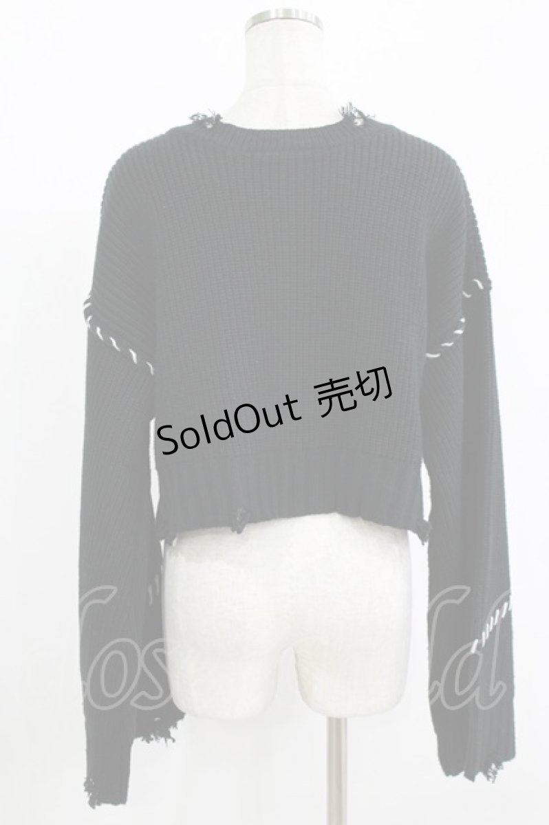 画像3: axes femme POETIQUE / 2wayダメージニットカーデ M ブラック H-26-09-11-040-AX-TO-NS-ZH (3)