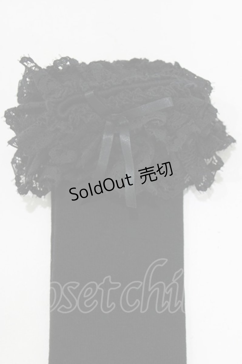 画像2: metamorphose / ラッセルレースオーバーニーソックス  ブラック H-26-09-11-058-ME-ZA-NS-ZH (2)